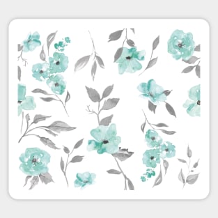 Mint and Grey Light Floral Sticker